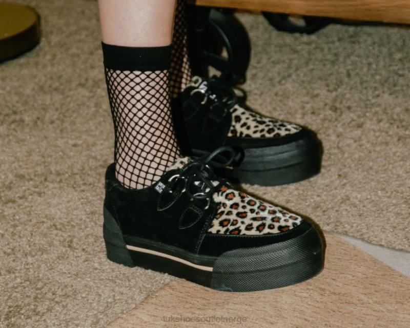 T.U.K. Footwear plattformsneaker i semsket skinn svart/leopard fottøy kvinner 246X249