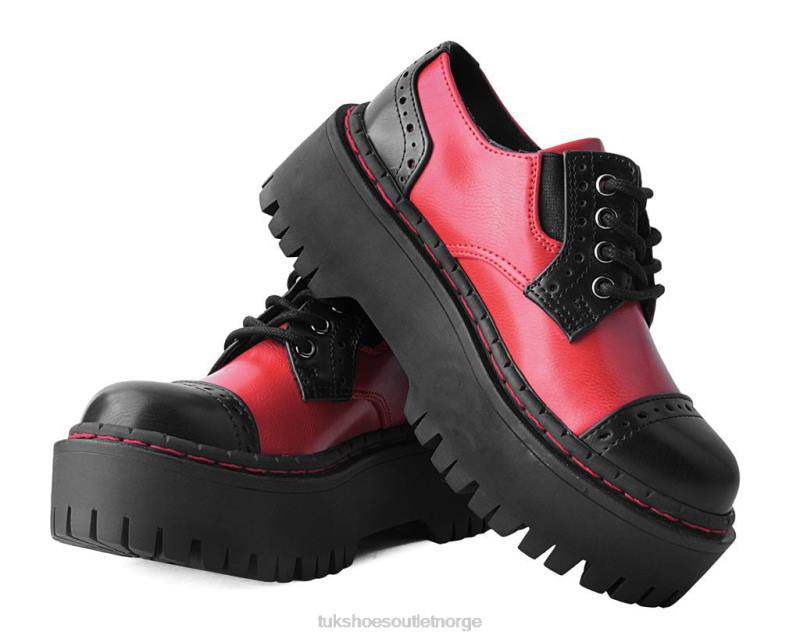 T.U.K. Footwear dobbeltdekker brogue svart, rød fottøy kvinner 246X284