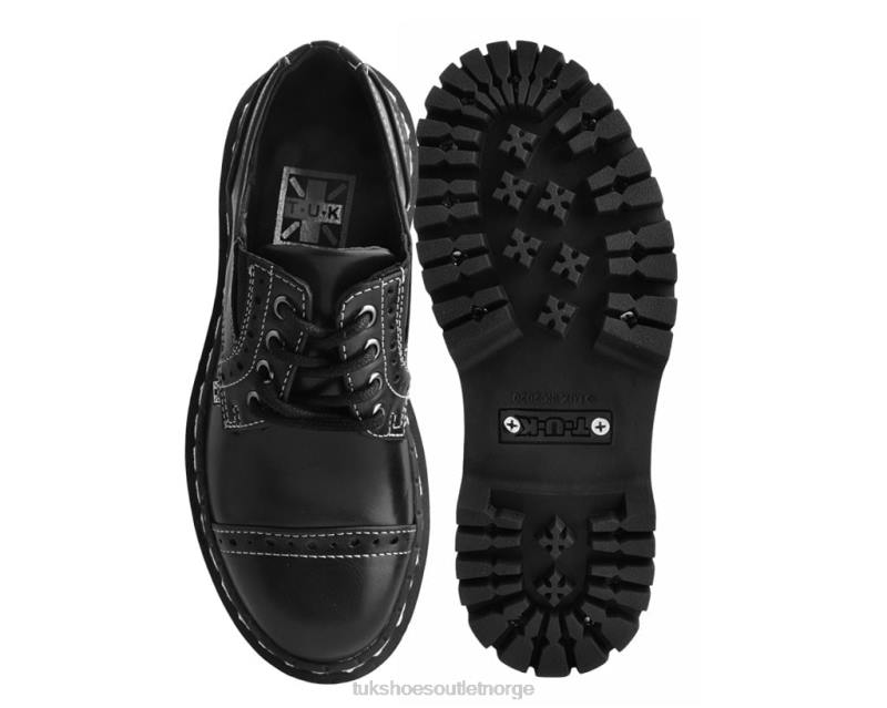 T.U.K. Footwear polert kontrastsøm dobbeltdekker brogue svart fottøy kvinner 246X282