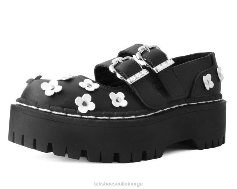 T.U.K. Footwear blomst dobbeltdekker mary jane svart hvit fottøy kvinner 246X164