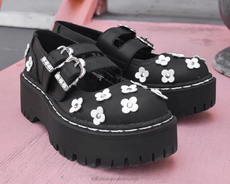 T.U.K. Footwear blomst dobbeltdekker mary jane svart hvit fottøy kvinner 246X164