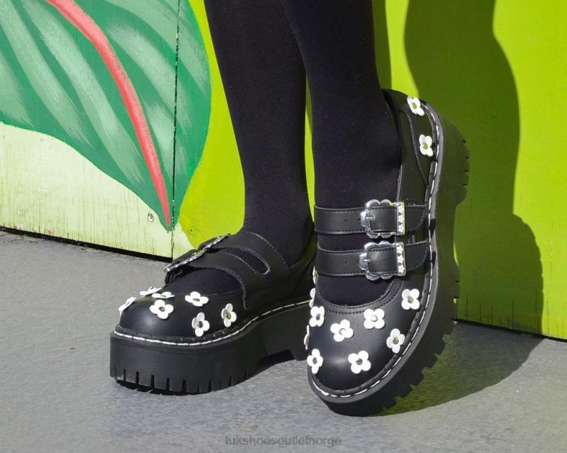 T.U.K. Footwear blomst dobbeltdekker mary jane svart hvit fottøy kvinner 246X164