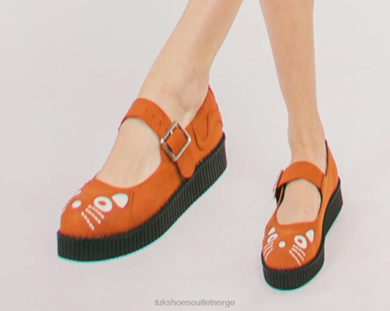 T.U.K. Footwear faux semsket kitty viva low mary jane oransje fottøy kvinner 246X159
