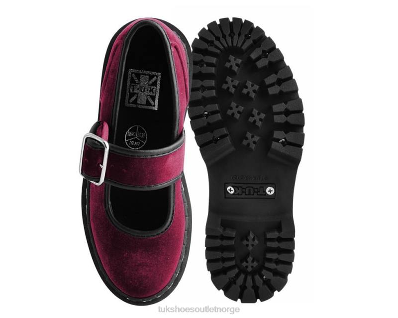 T.U.K. Footwear fløyels dobbeldekker mary jane burgunder fottøy kvinner 246X166