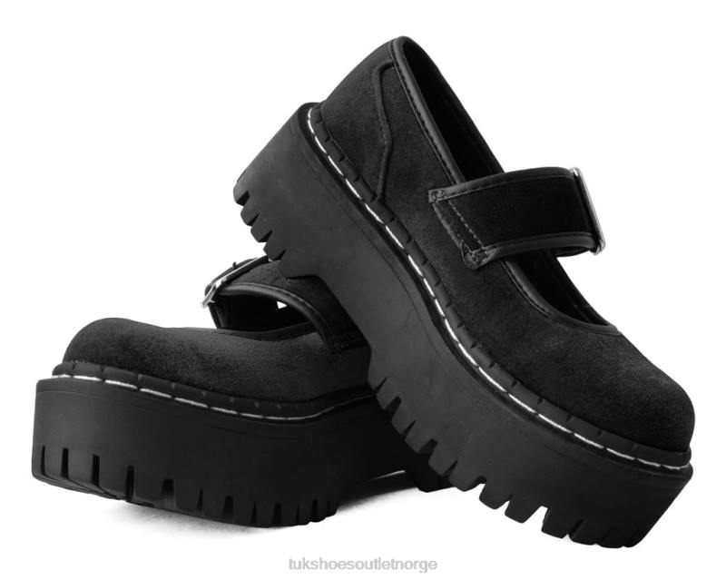 T.U.K. Footwear fløyels dobbeldekker mary jane svart fottøy kvinner 246X165
