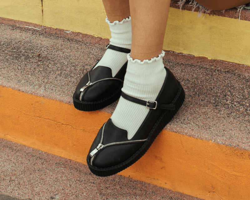 T.U.K. Footwear glidelås viva low mary jane svart fottøy kvinner 246X140