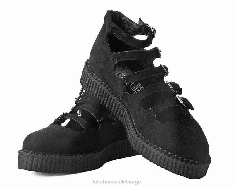 T.U.K. Footwear imitert semsket multi-stroppe spiss mary jane creeper svart fottøy kvinner 246X161