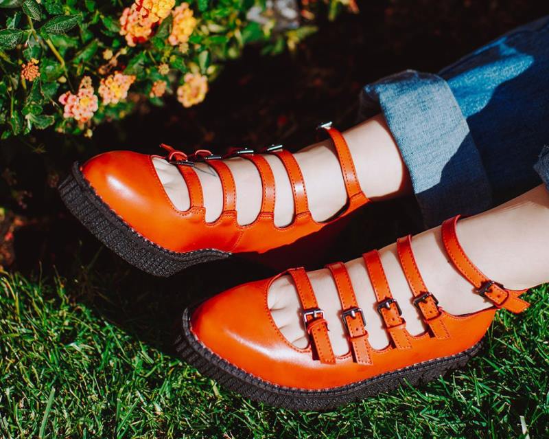 T.U.K. Footwear multi-reim spiss mary jane oransje fottøy kvinner 246X144