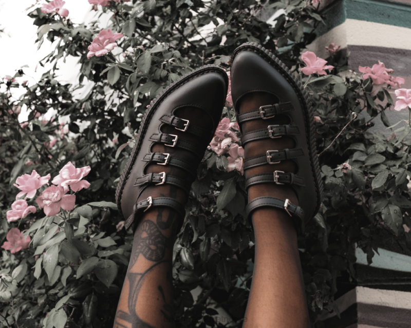 T.U.K. Footwear multi-stroppe spiss mary jane creeper svart fottøy kvinner 246X145