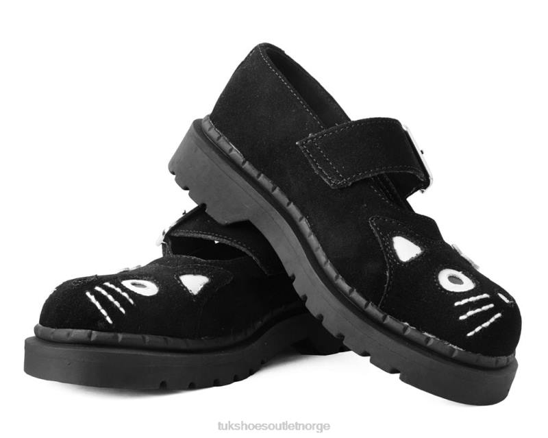 T.U.K. Footwear semsket kitty blomst mary jane svart hvit fottøy kvinner 246X172