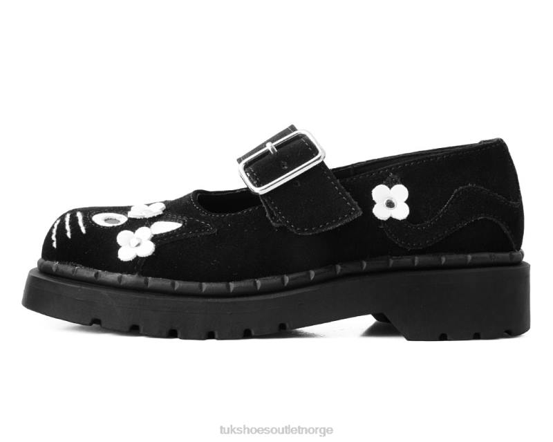 T.U.K. Footwear semsket kitty blomst mary jane svart hvit fottøy kvinner 246X172