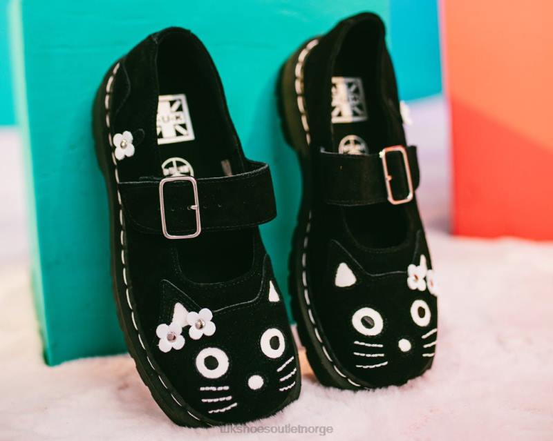 T.U.K. Footwear semsket kitty blomst mary jane svart hvit fottøy kvinner 246X172