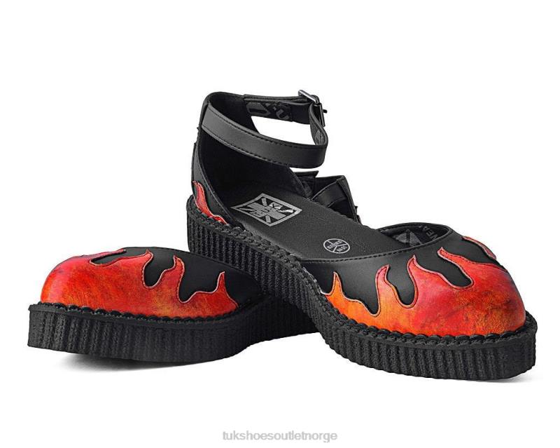 T.U.K. Footwear flammesandaler svart, rød fottøy kvinner 246X171