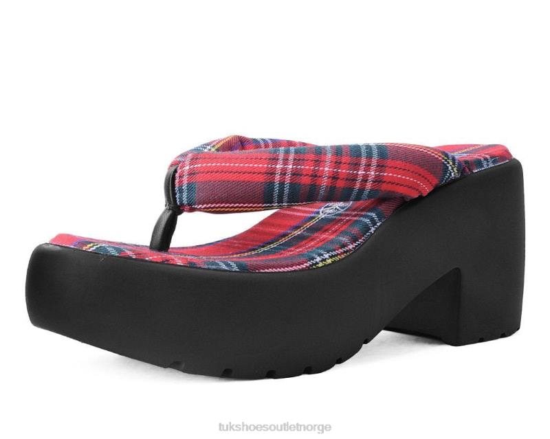 T.U.K. Footwear tartan strappy boble hæl rød fottøy kvinner 246X311