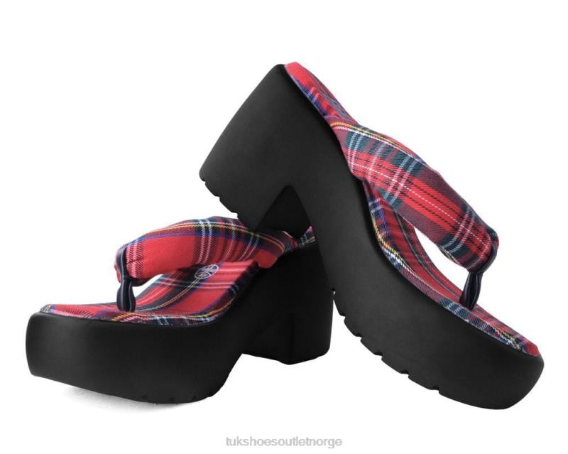 T.U.K. Footwear tartan strappy boble hæl rød fottøy kvinner 246X311