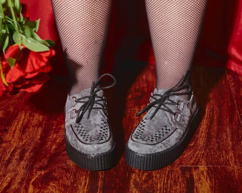 T.U.K. Footwear faux semsket interlace mondo creeper grå fottøy kvinner 246X46