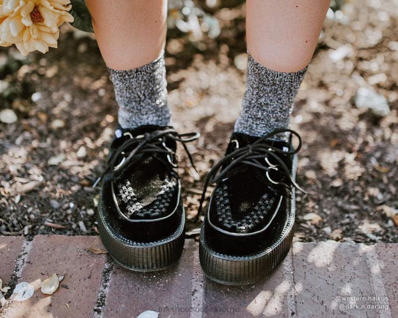 T.U.K. Footwear fløyel viva mondo creeper svart fottøy kvinner 246X42
