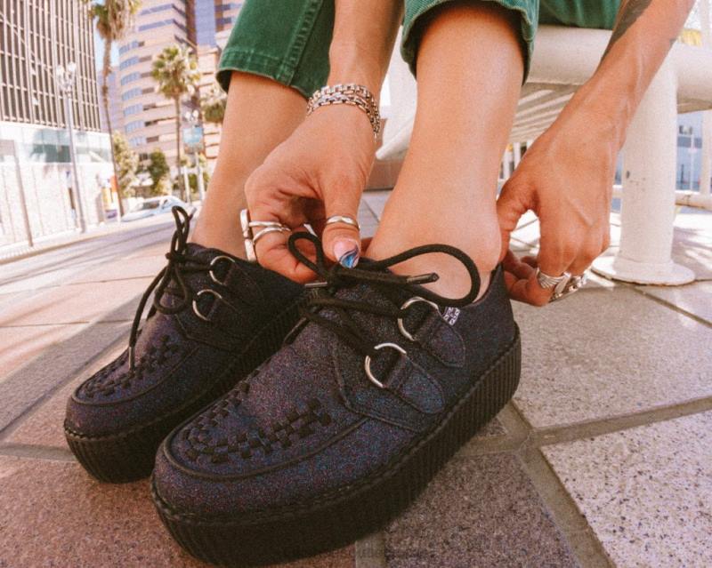 T.U.K. Footwear glitter viva mondo creeper svart fottøy kvinner 246X106