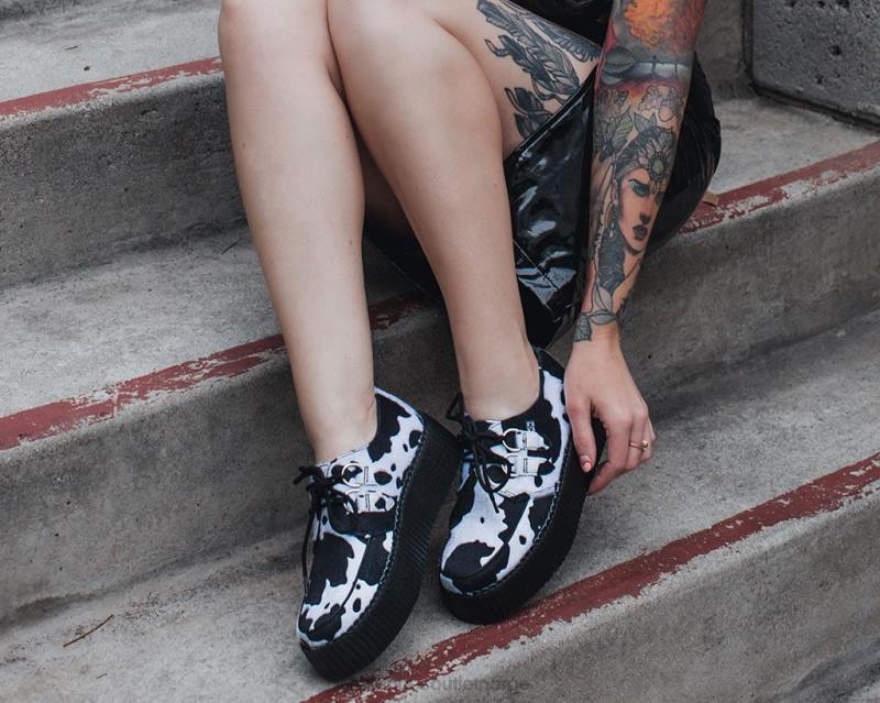 T.U.K. Footwear ku print viva mondo creeper svart hvit fottøy kvinner 246X129