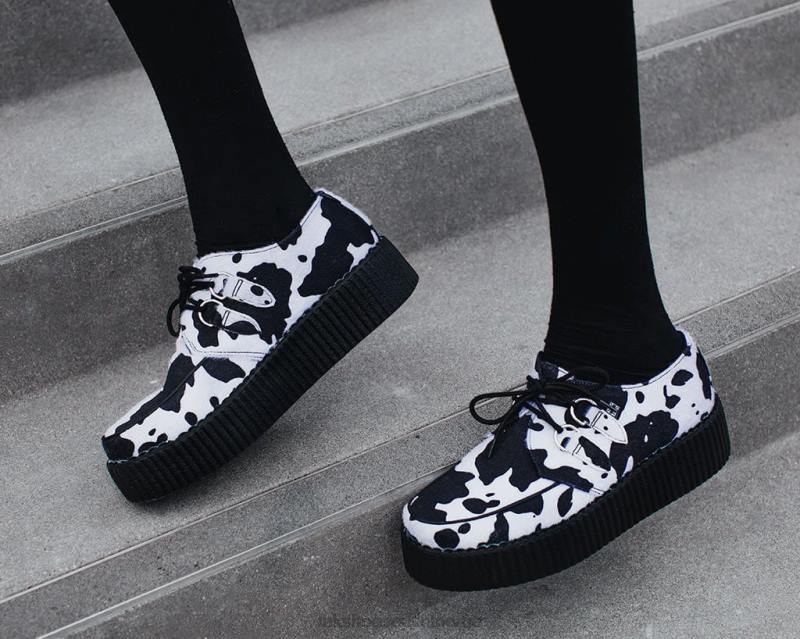 T.U.K. Footwear ku print viva mondo creeper svart hvit fottøy kvinner 246X129