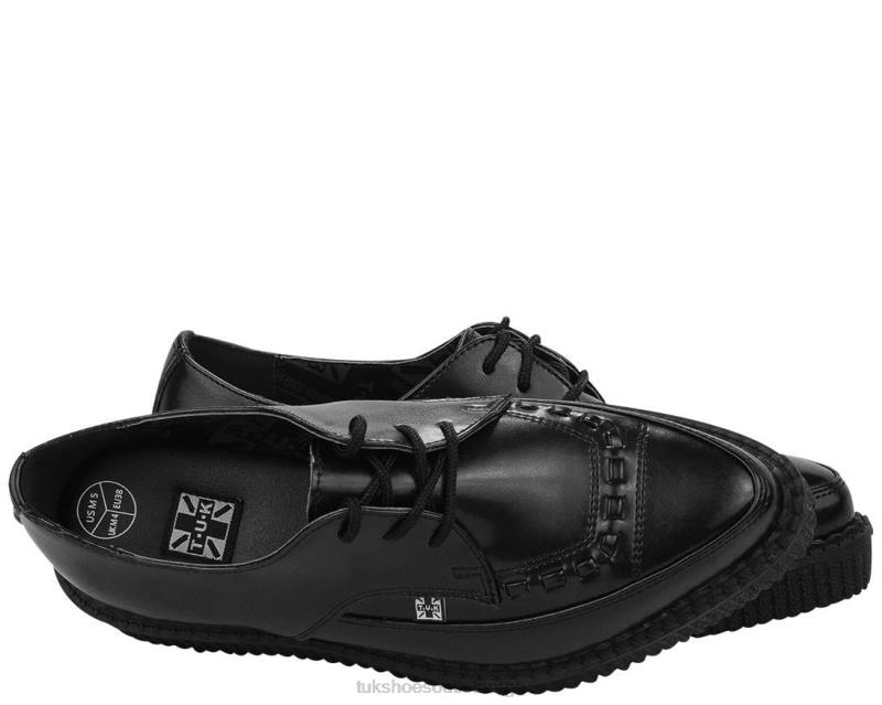 T.U.K. Footwear lær snøring spiss creeper svart fottøy kvinner 246X13