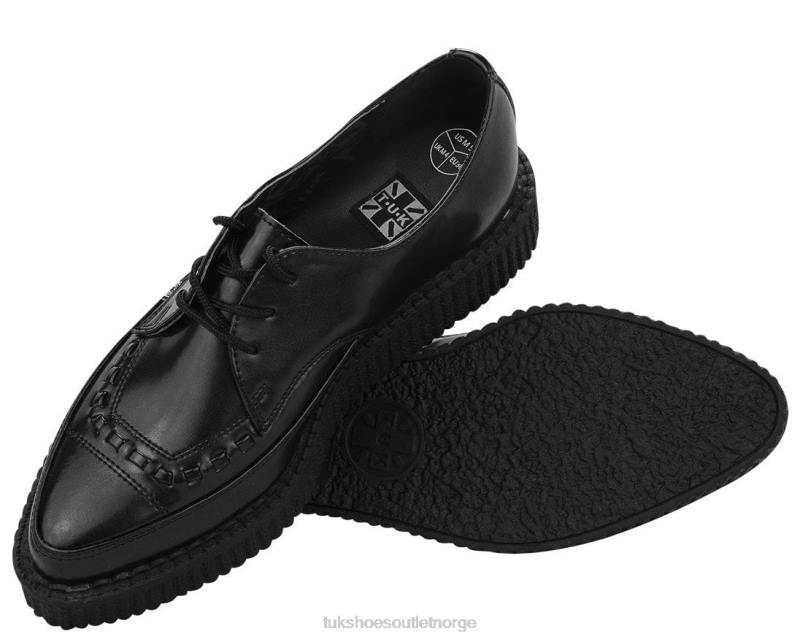 T.U.K. Footwear lær snøring spiss creeper svart fottøy kvinner 246X13