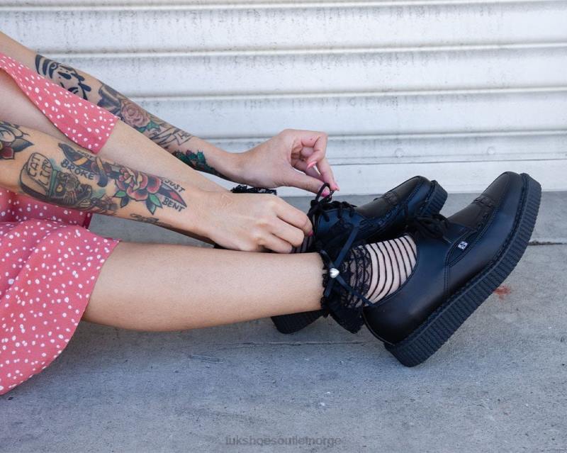 T.U.K. Footwear lær snøring spiss creeper svart fottøy kvinner 246X13
