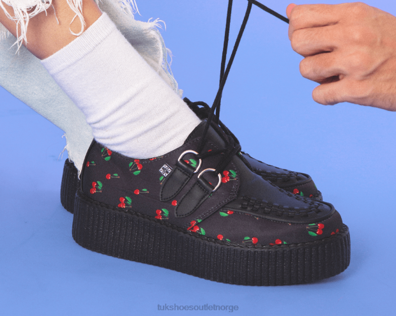 T.U.K. Footwear print viva mondo creeper svart/kirsebær fottøy kvinner 246X124