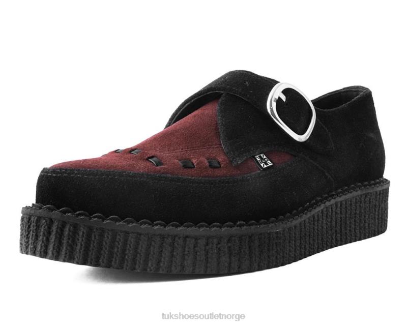 T.U.K. Footwear semsket spiss spenne kryper svart/burgunder fottøy kvinner 246X96
