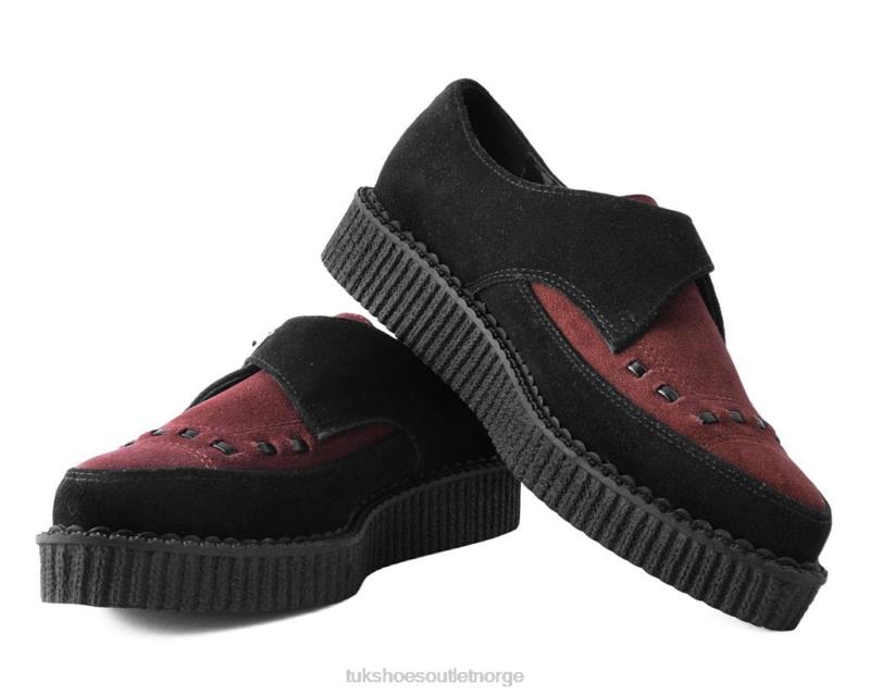 T.U.K. Footwear semsket spiss spenne kryper svart/burgunder fottøy kvinner 246X96