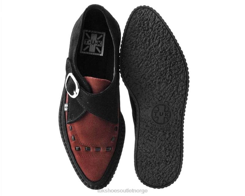 T.U.K. Footwear semsket spiss spenne kryper svart/burgunder fottøy kvinner 246X96