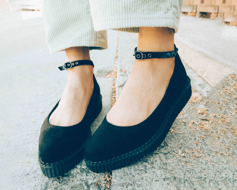 T.U.K. Footwear spiss ballett ankelrem creeper svart fottøy kvinner 246X155