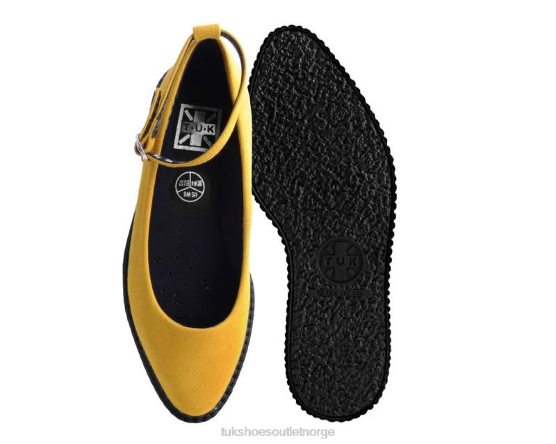 T.U.K. Footwear spiss ballett ankelstropp i imitert semsket skinn gul fottøy kvinner 246X156