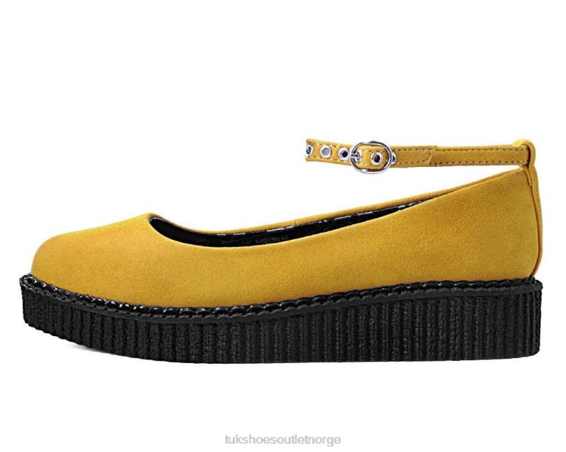 T.U.K. Footwear spiss ballett ankelstropp i imitert semsket skinn gul fottøy kvinner 246X156