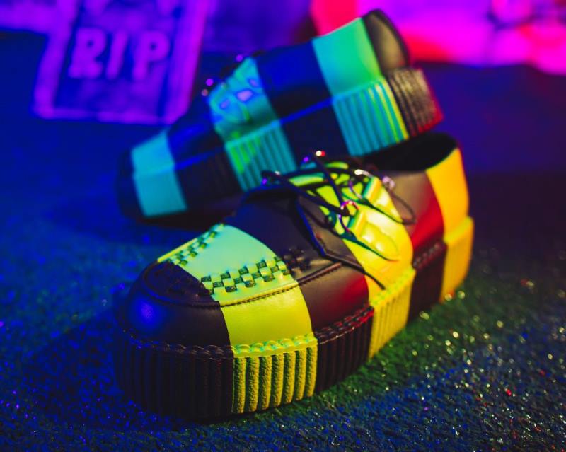 T.U.K. Footwear stripet viva mondo creeper svart/grønn fottøy kvinner 246X90