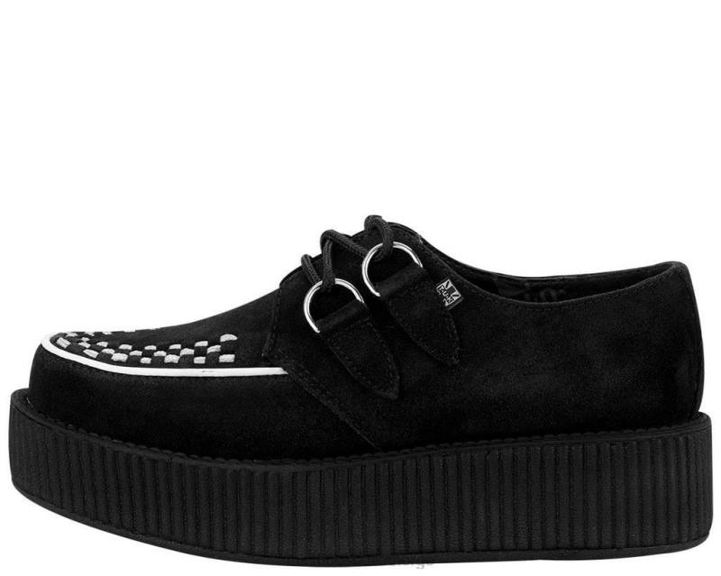 T.U.K. Footwear tofarget semsket viva mondo creepers svart hvit fottøy kvinner 246X22