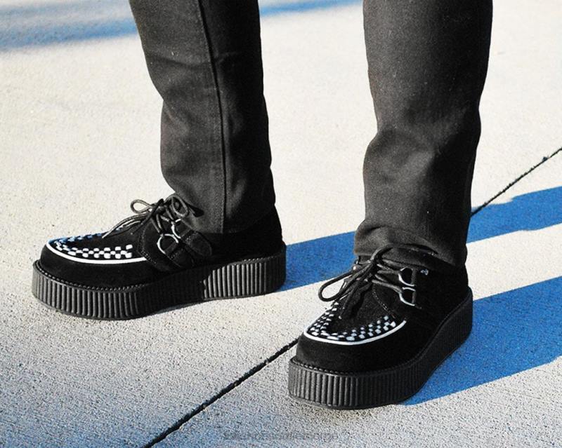 T.U.K. Footwear tofarget semsket viva mondo creepers svart hvit fottøy kvinner 246X22