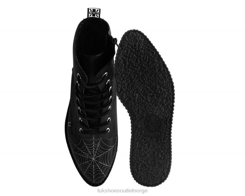 T.U.K. Footwear 7-øye spiderweb glødende støvel svart hvit fottøy kvinner 246X63