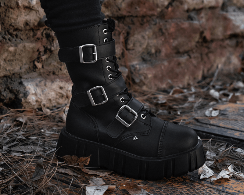 T.U.K. Footwear Anarkisk luftskipstøvel med 3 spenner svart fottøy kvinner 246X219