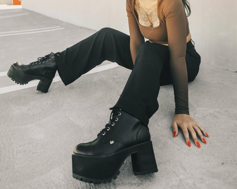 T.U.K. Footwear børste av 7-øyne neseblodstøvel svart fottøy kvinner 246X211