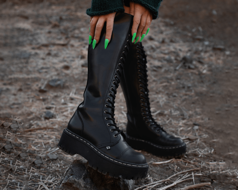 T.U.K. Footwear knehøy dobbeltdekker støvel svart fottøy kvinner 246X200
