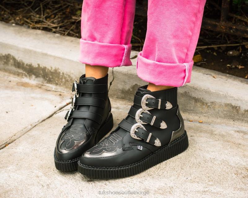 T.U.K. Footwear western antikk 3-spennes spiss støvel svart fottøy kvinner 246X94